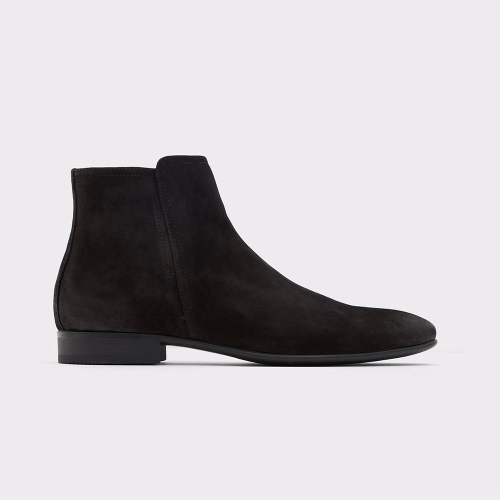 Zippered Black Suede Chelsea Boot